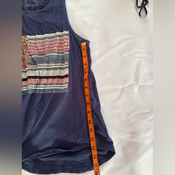 Luck Brand Navy Sleevless Top with Patterned Design - Picture 5 of 9